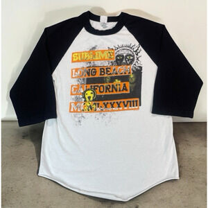 2011 Sublime Graphic Raglan T-Shirt Sz Small Long Beach California Black & White